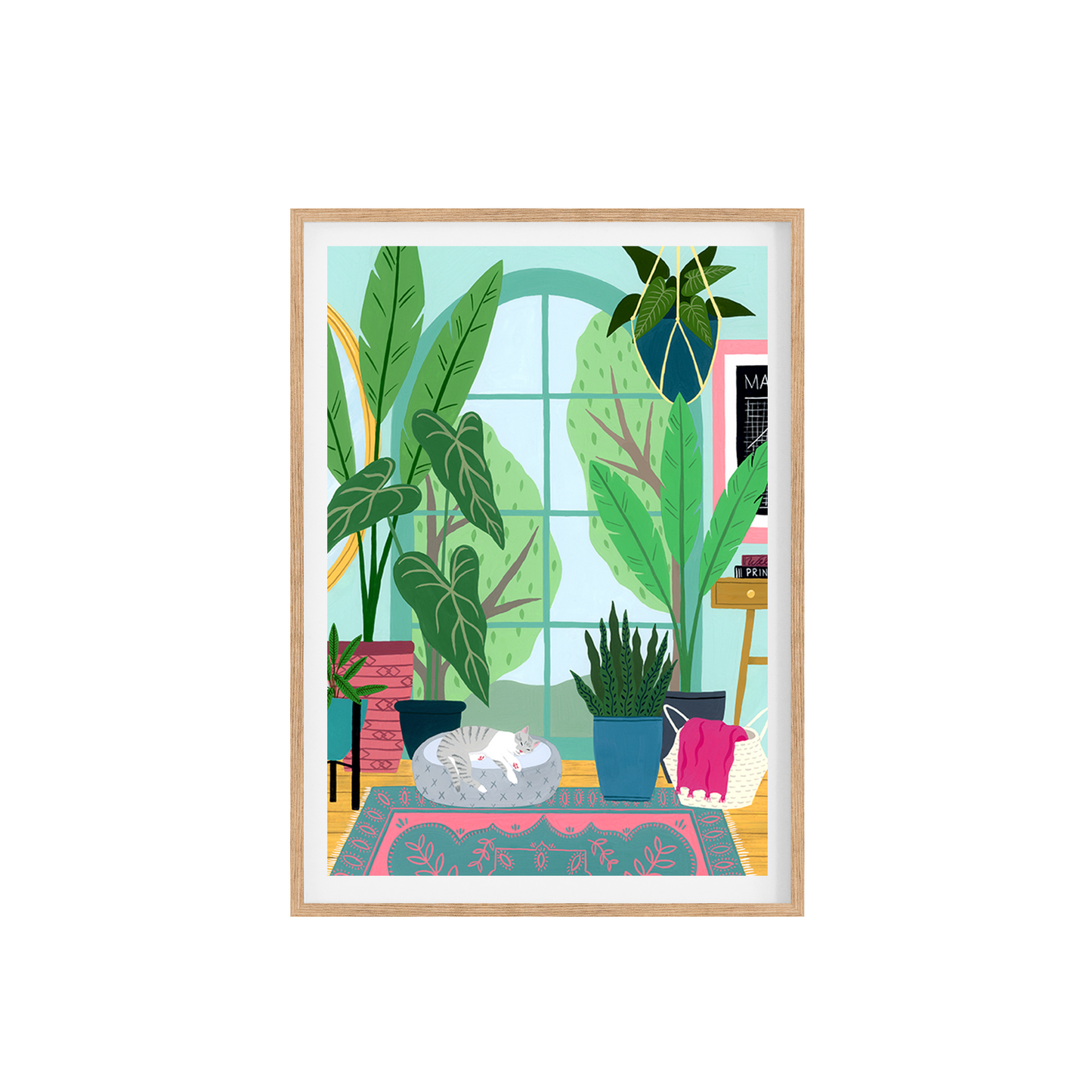 Cat Nap Original Gouache Painting