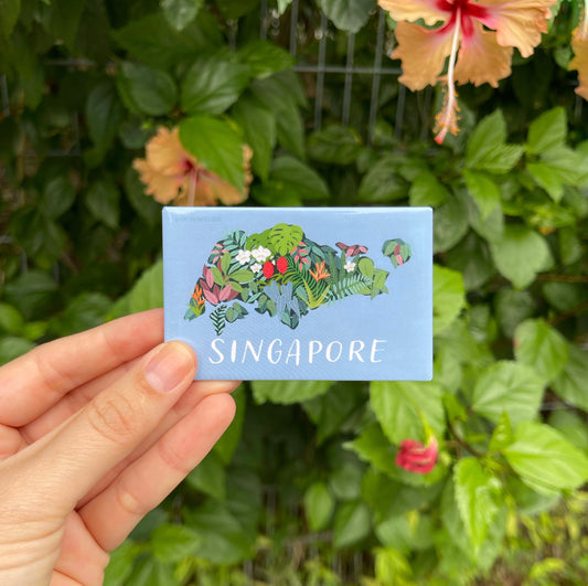 Floral map of Singapore magnet