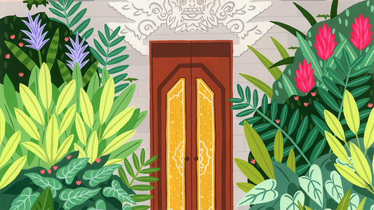 Details of an original painting of a Balinese Door