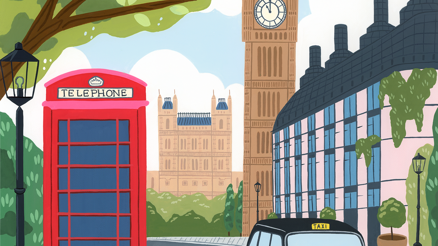 Big Ben London Original Gouache Painting