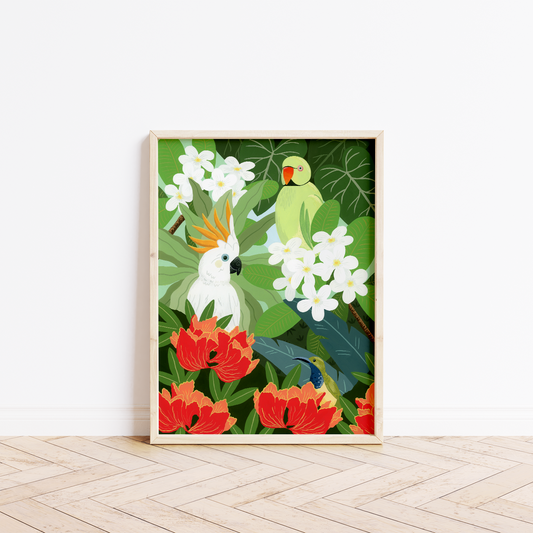 Birds outside my window fine art print in a frame