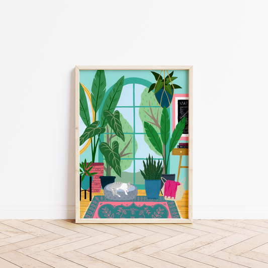 Cat Nap Fine Art Print in a frame