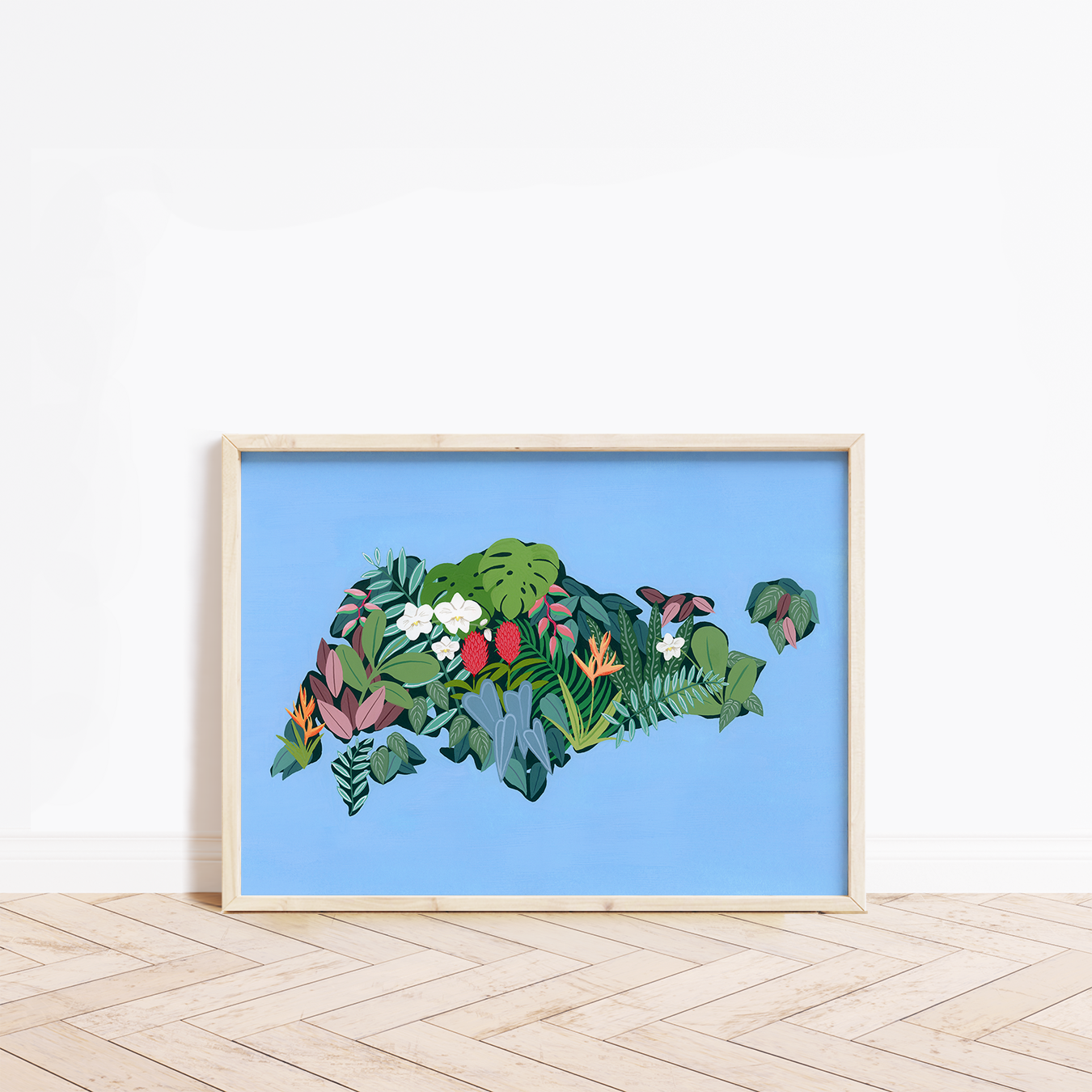 Map of Singapore fine art print framed 