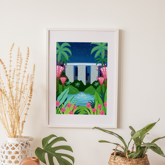Marina Bay Sands Singapore fine art print in a white frame
