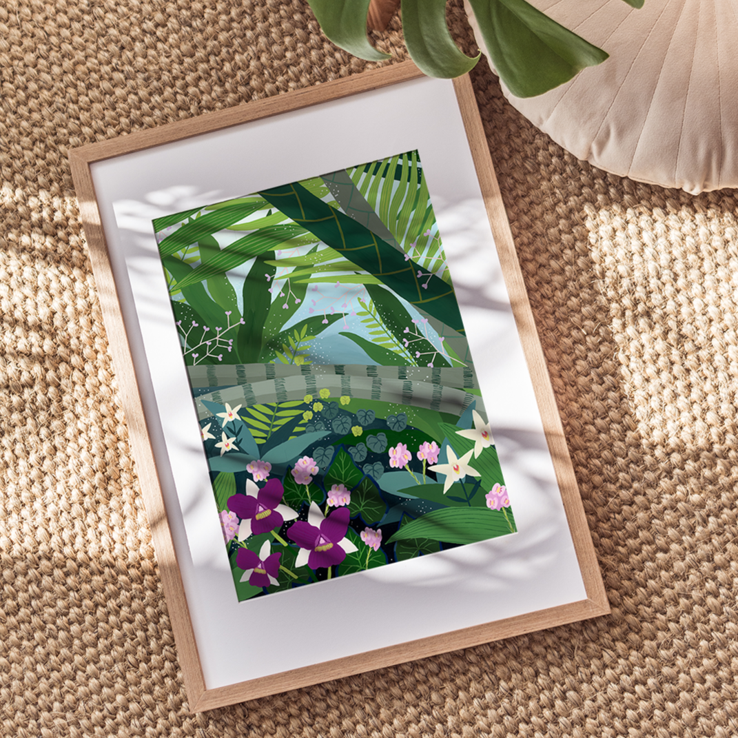Misting at Cloud Forest Singapore fine art print in a frame