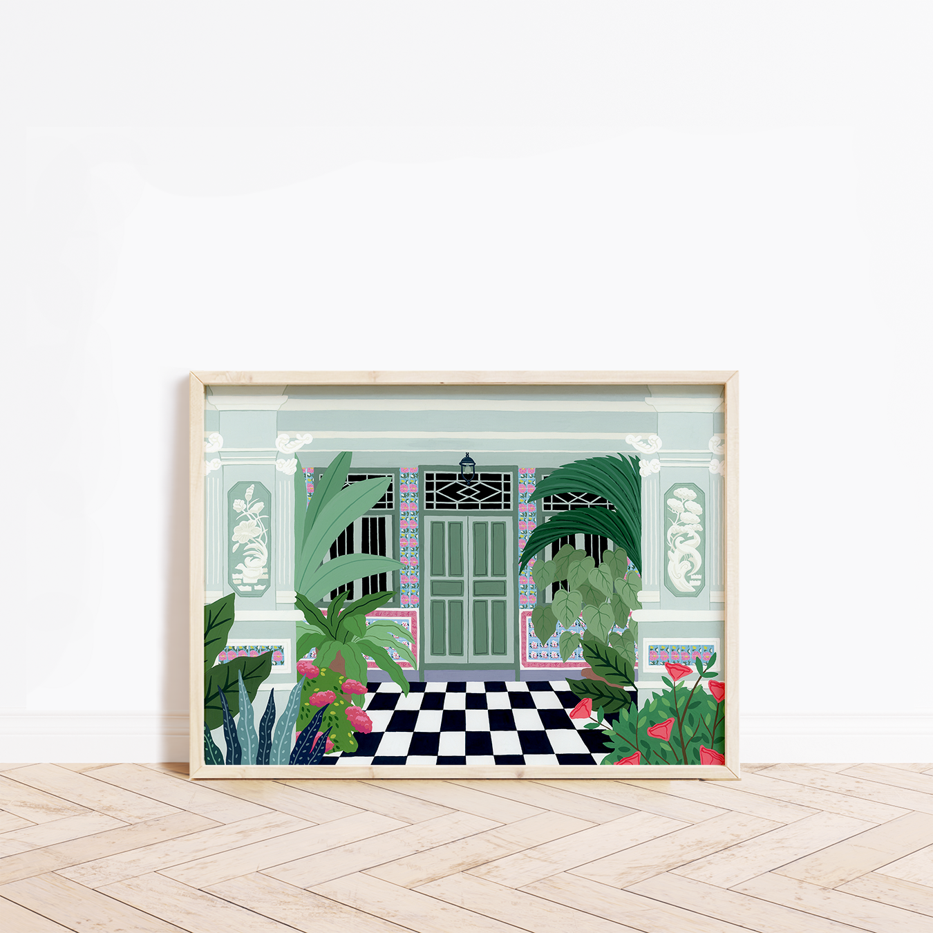 Petain Road Shophouse Singapore fine art print in frame