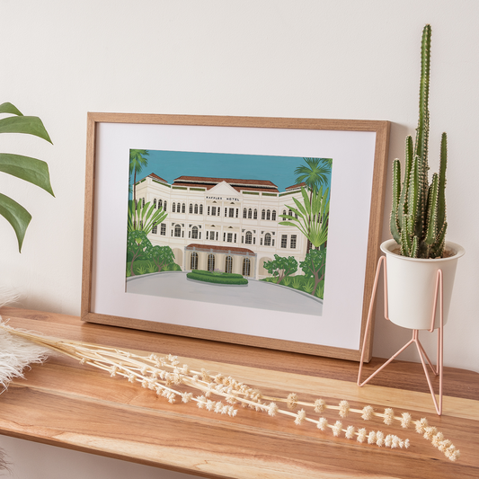 Raffles Hotel Singapore fine art print in frame