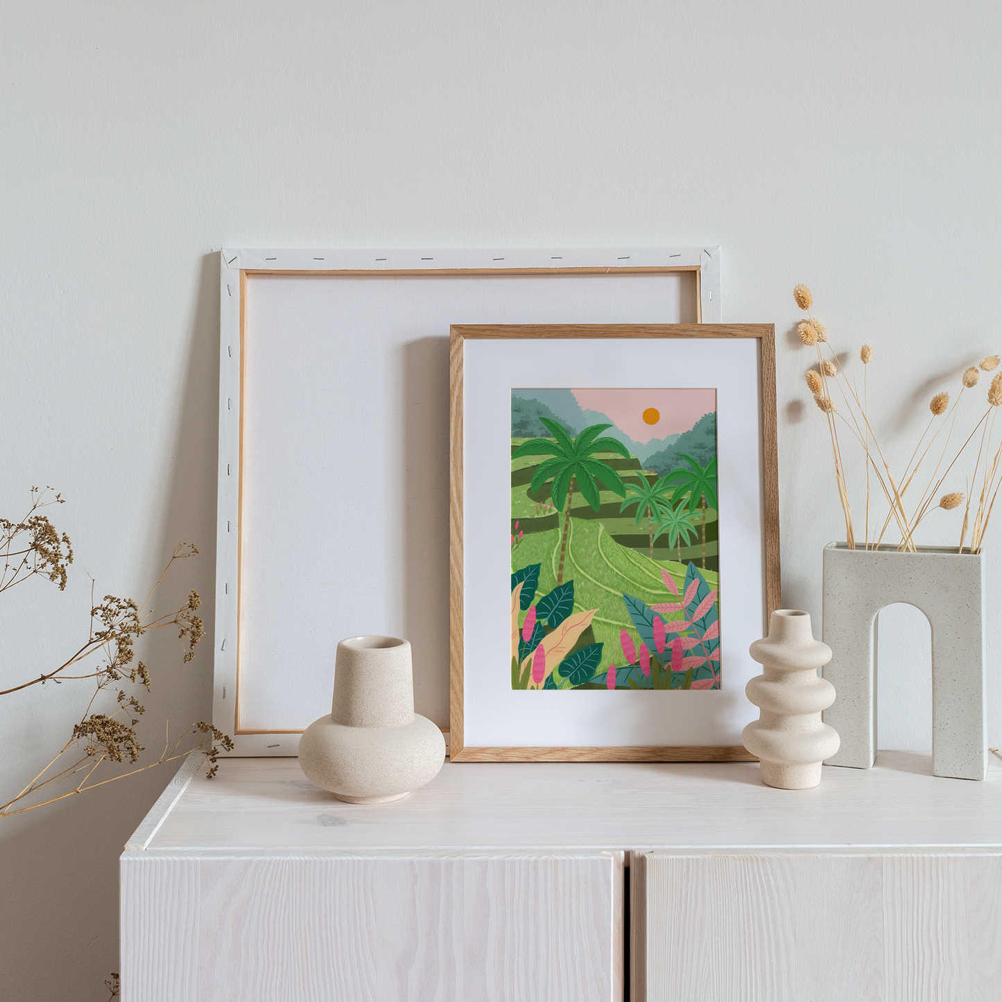 Tegalallang rice field Bali fine art print in frame