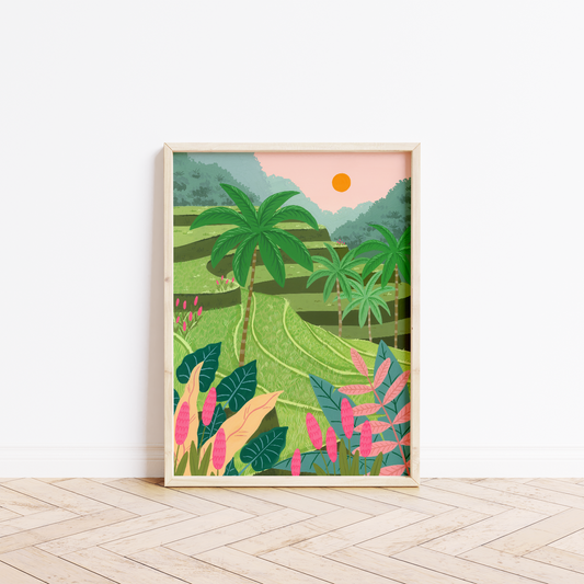 Tegalallang rice field Bali fine art print in frame