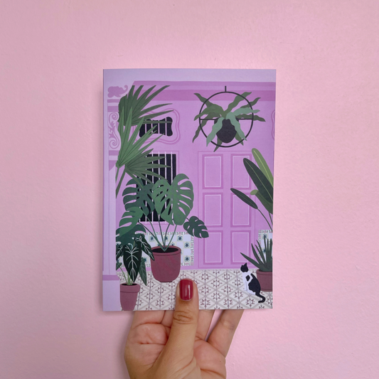 Pink Singapore Shophouse Greeting Card