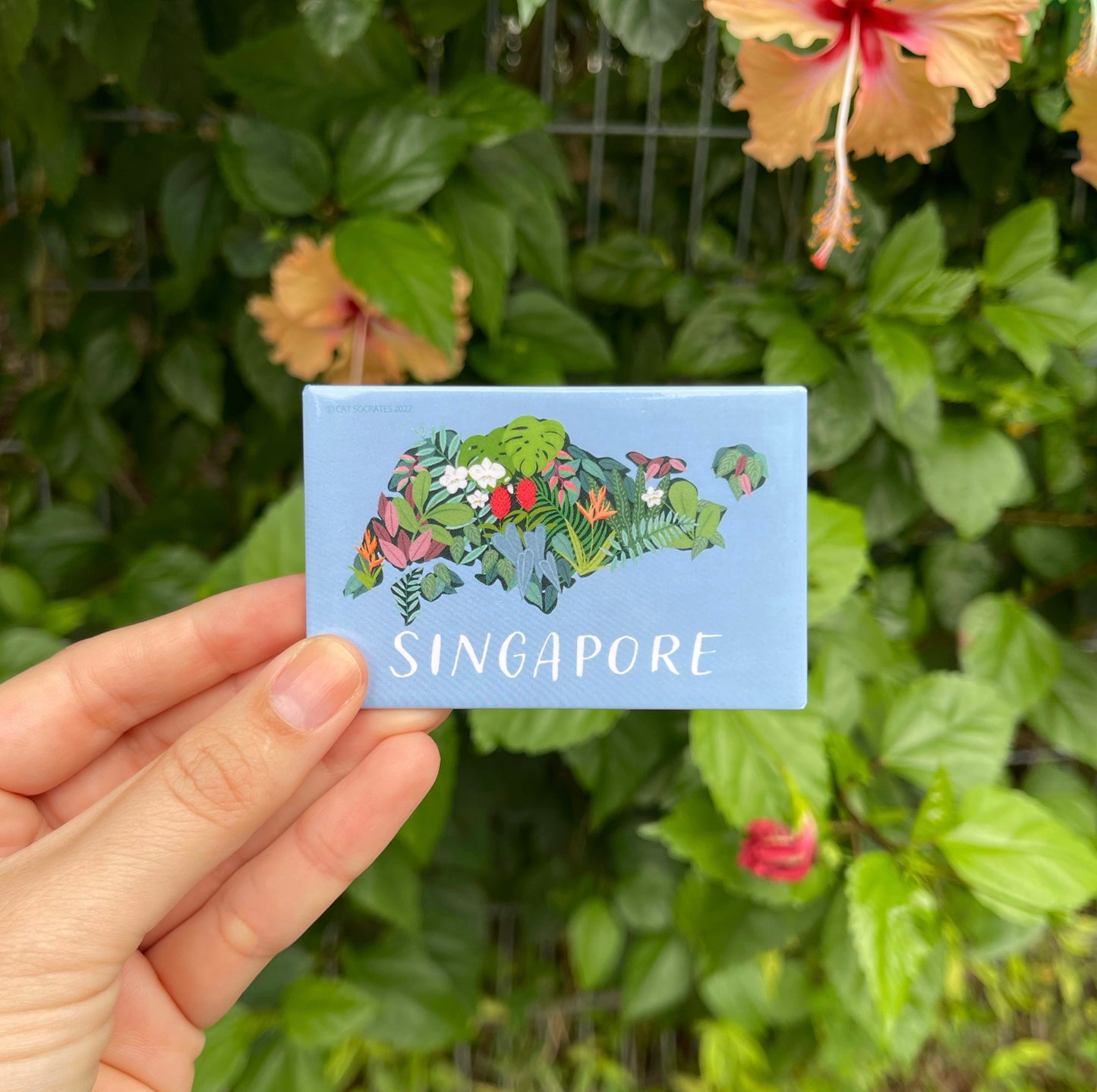 Floral map of Singapore magnet