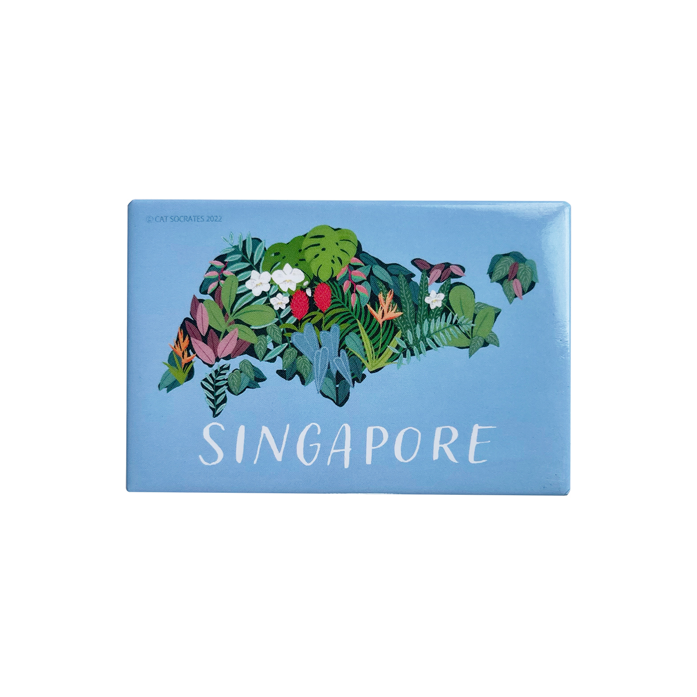 Floral Map of Singapore Magnet